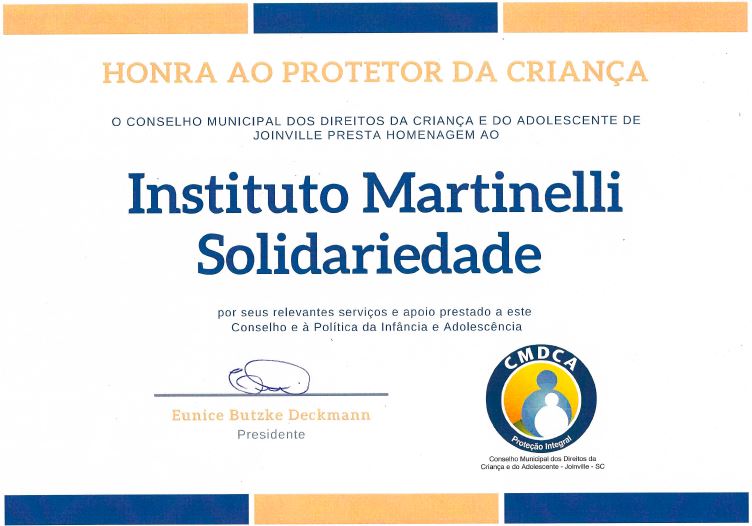 Honra ao Protetor da Criança  Instituto Martinelli Solidariedade